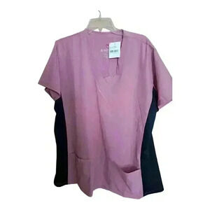 Just Scrubs Women's Scrub Top Dusty Pink V-Neck Stretch 2XL 22-24 NWT
